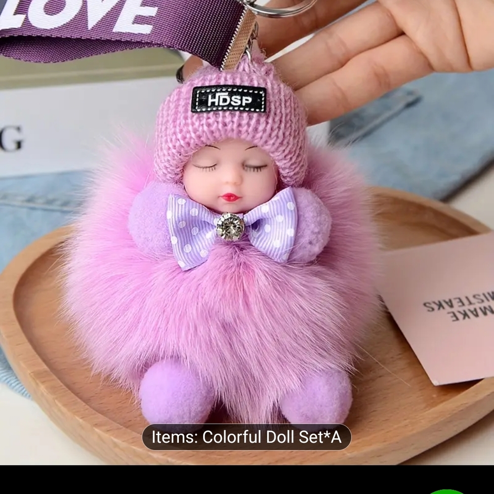 Pink Fluffy Doll Keychain